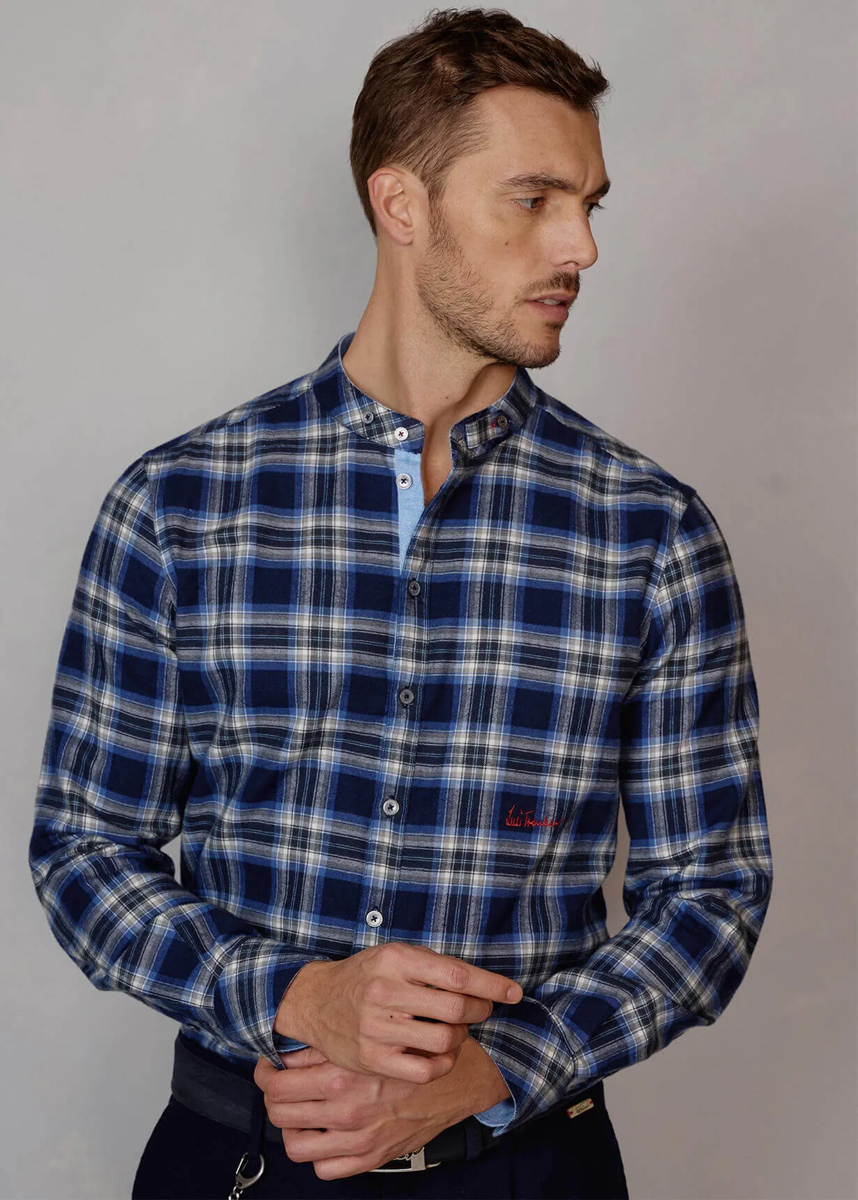 Women's Long Sleeved Top Lapel Loose Plaid Shirt T Shirt